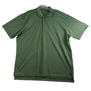 IZOD Pro Series XFG Cool FX Polo Shirt Green Black Striped Golf Mens Large